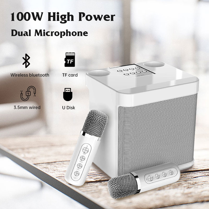 【Best Gift】Wireless Bluetooth Dual Microphone Karaoke Speaker 3D Stereo ...