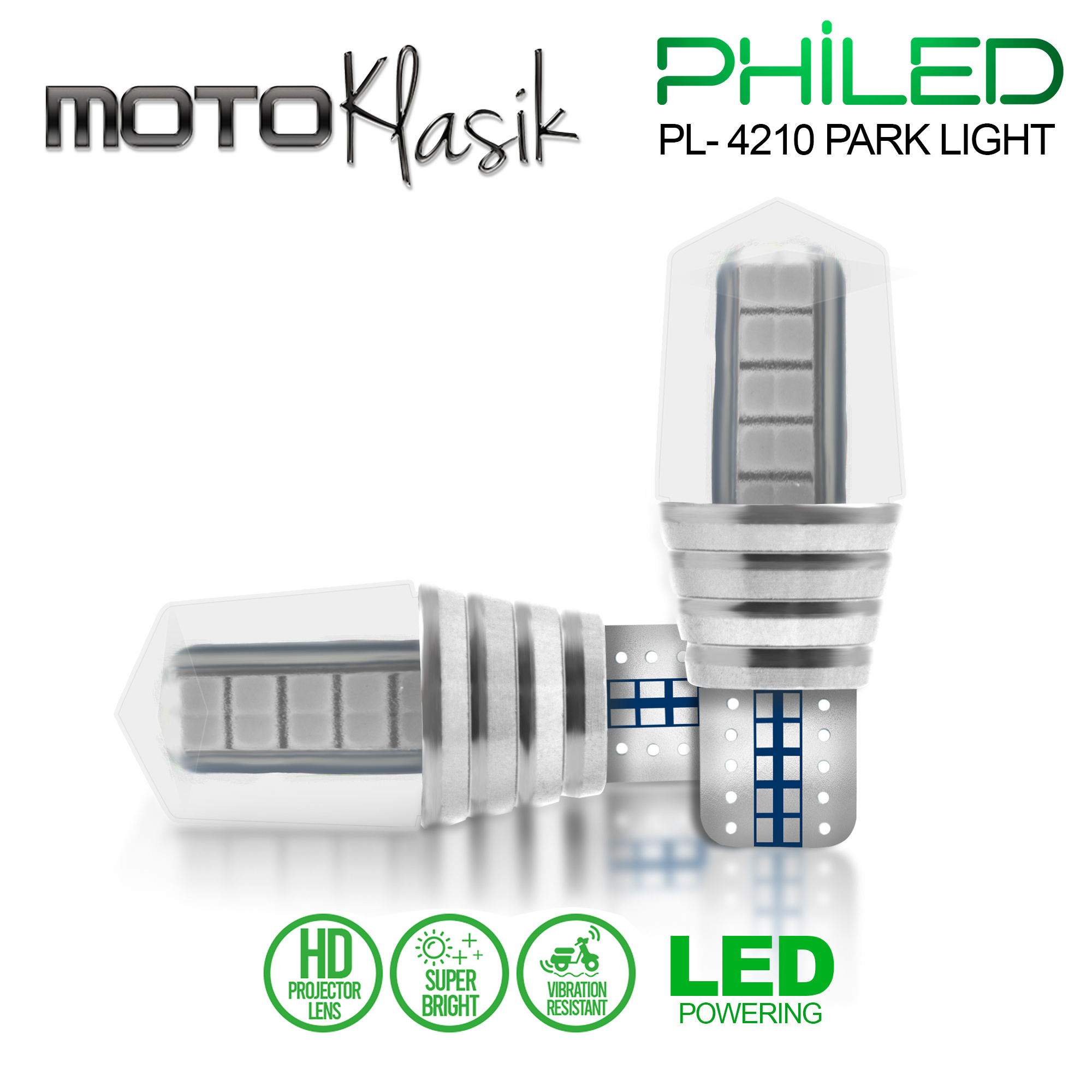 PHILED T10 LED PARK LIGHT PREMIUM 10LED CHIPS 12V FOR MOTORCYCLE AND
