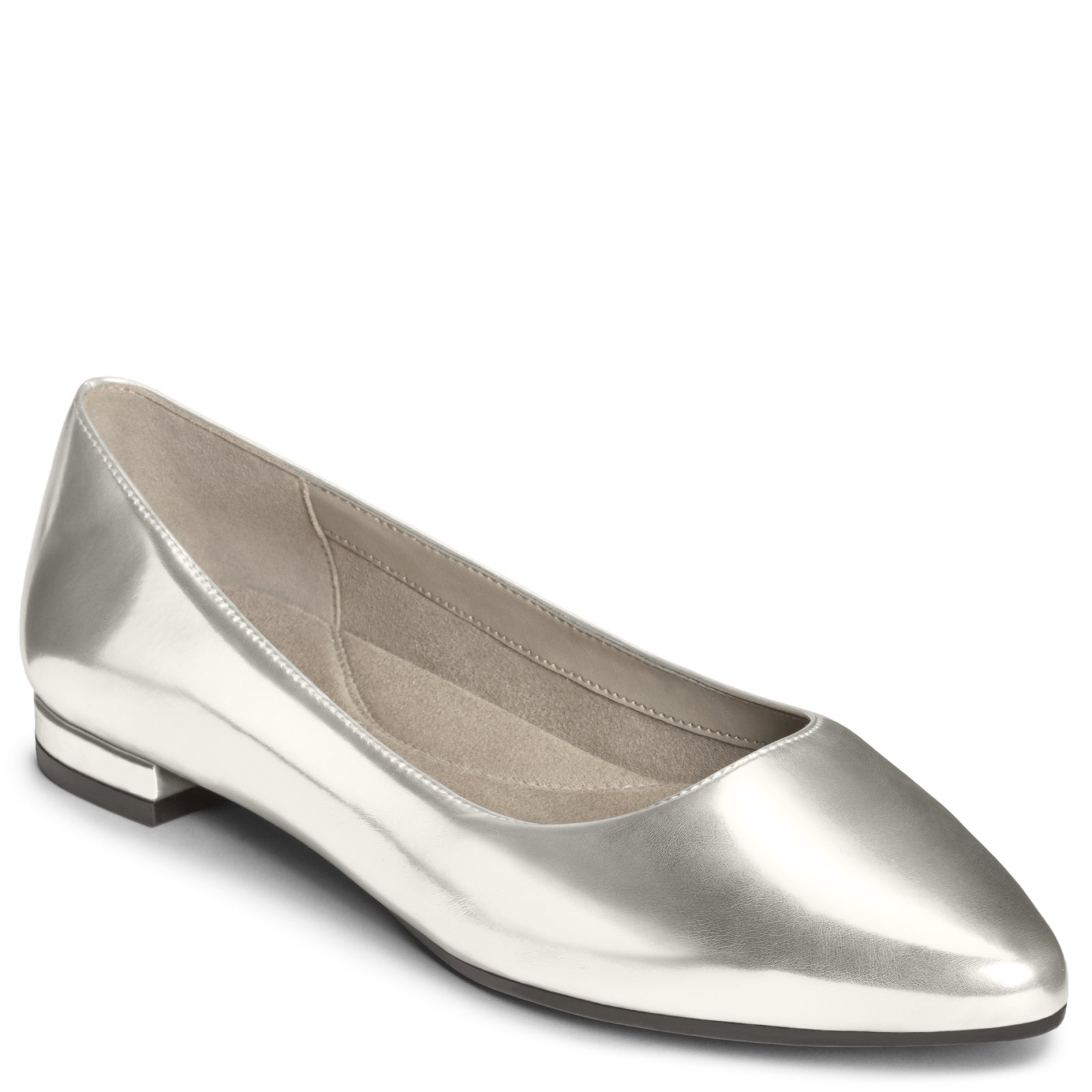 silver pointed toe flats
