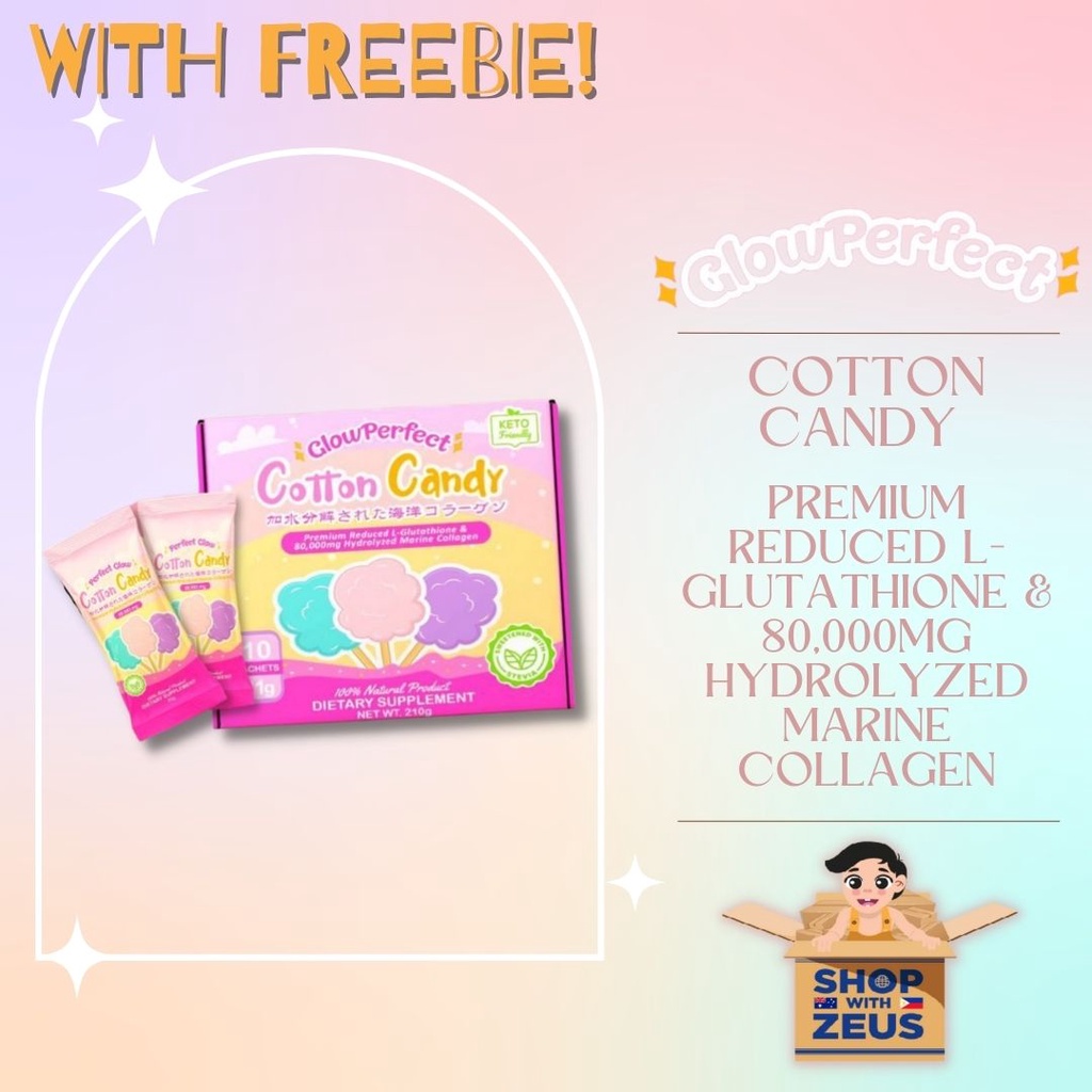 Glow Perfect Cotton Candy Collagen 10 Sachet 80000mg Anti Aging Drink