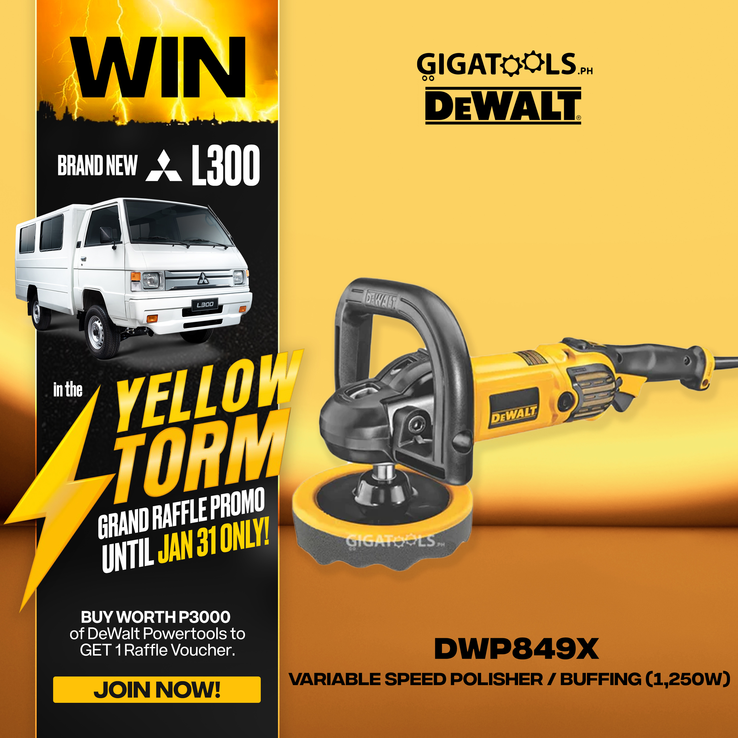 DeWalt DWP849X 7 / 9 Variable Speed Polisher / Buffing with Soft Start