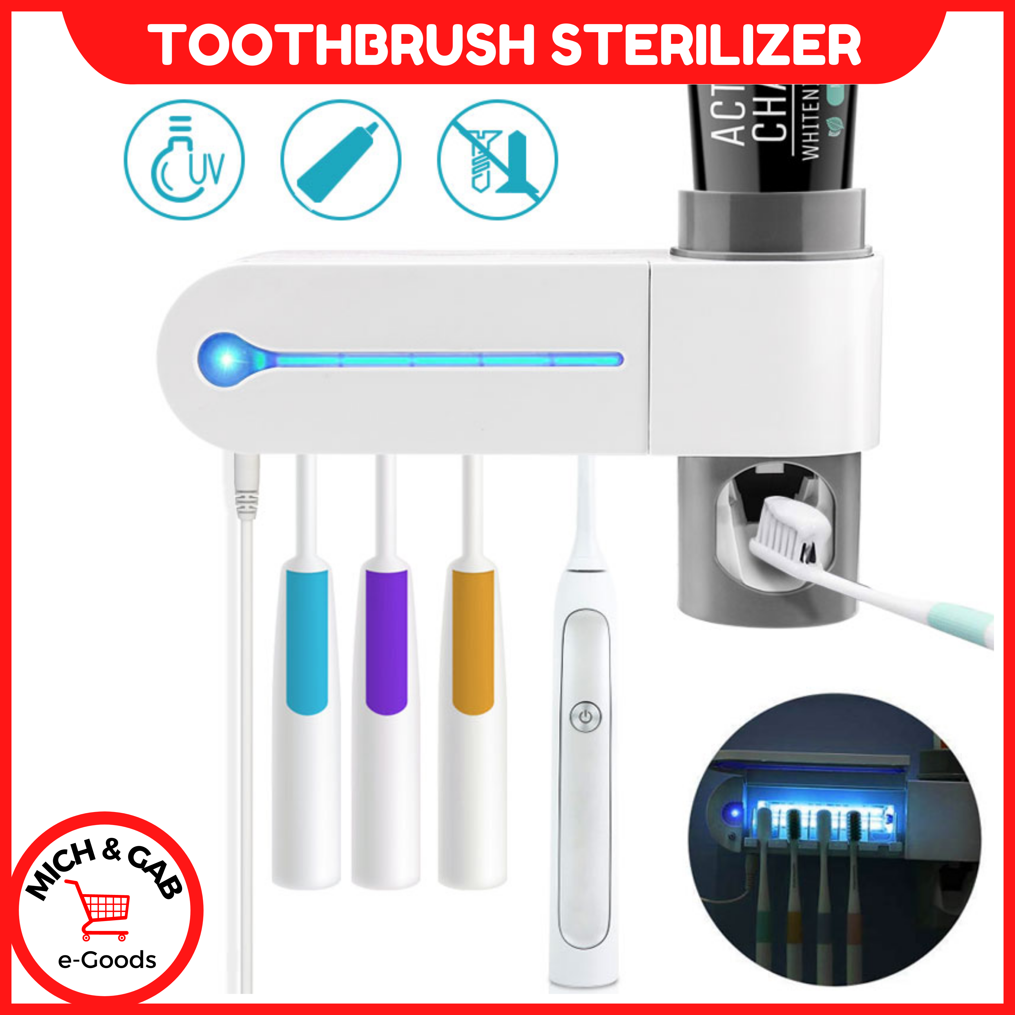 MICH & GAB Ultraviolet Toothbrush Antibacterial Sterilizer UV Light