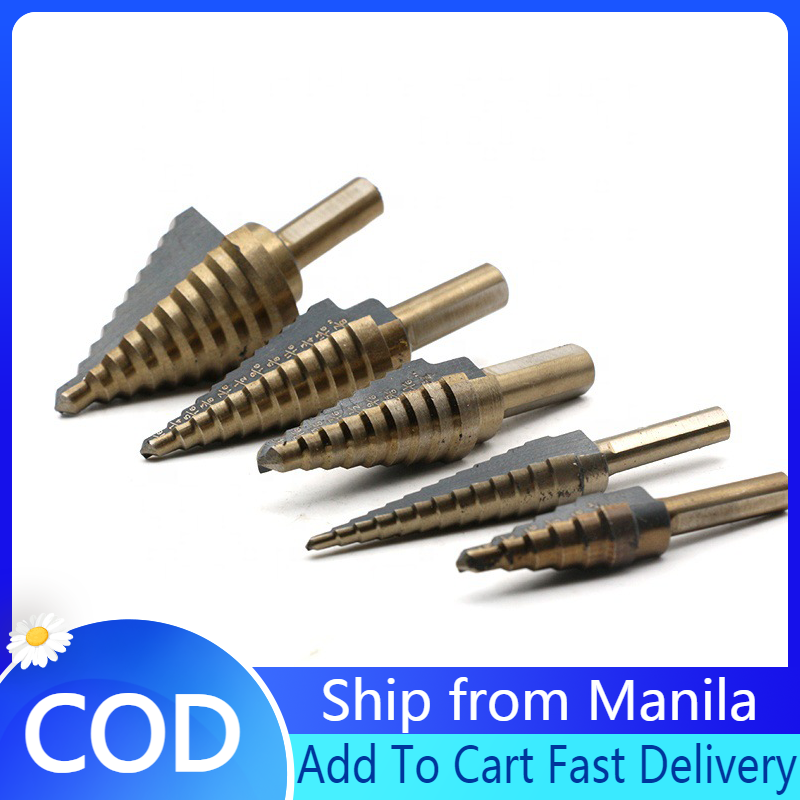 [Ready Stock] 5PCS 50 Sizes STEP DRILL BIT SET with Aluminum Case, HSS