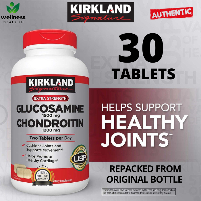 Kirkland Glucosamine Chodroitin Glucosamine 30 TABLETS REPACKED HCI