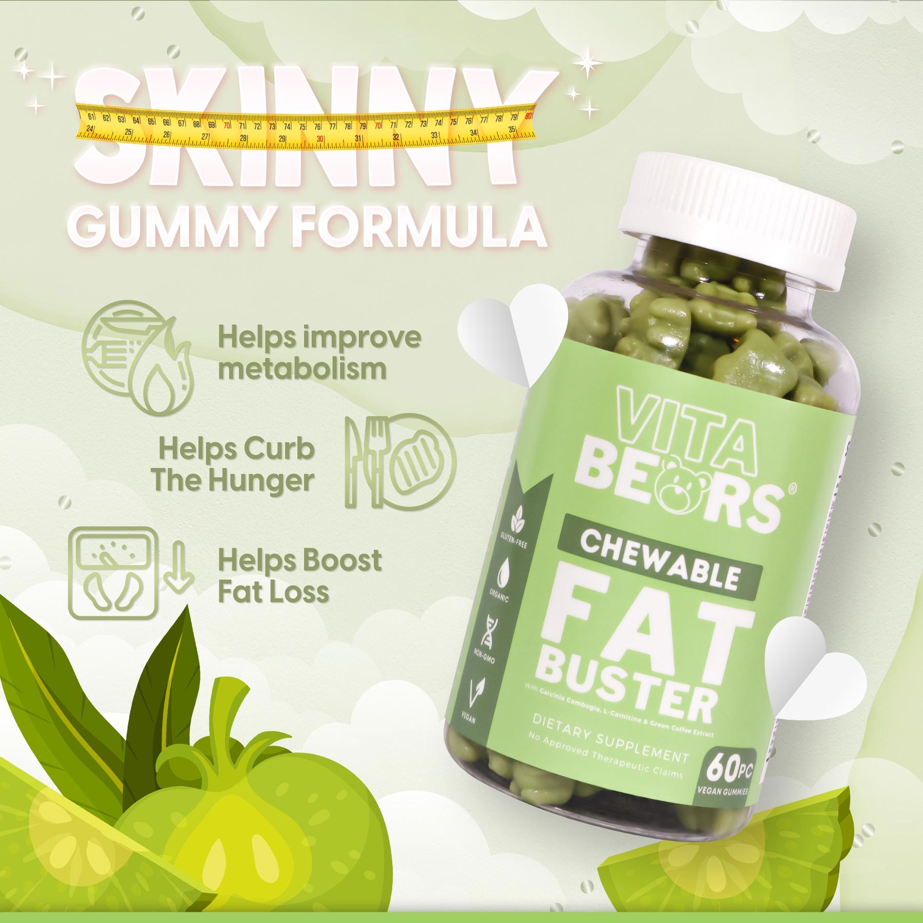 Beautiflies Vitabears Gummy Bears Chewable Fat Buster with Garcinia