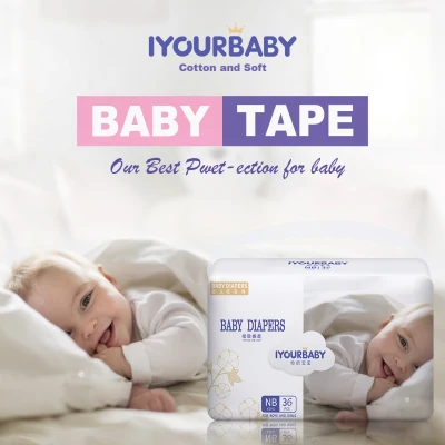 IYOURBABY Baby Diaper Dry Tape Disposable Diaper for baby on sale NB36/S54/M48/L42/XL38