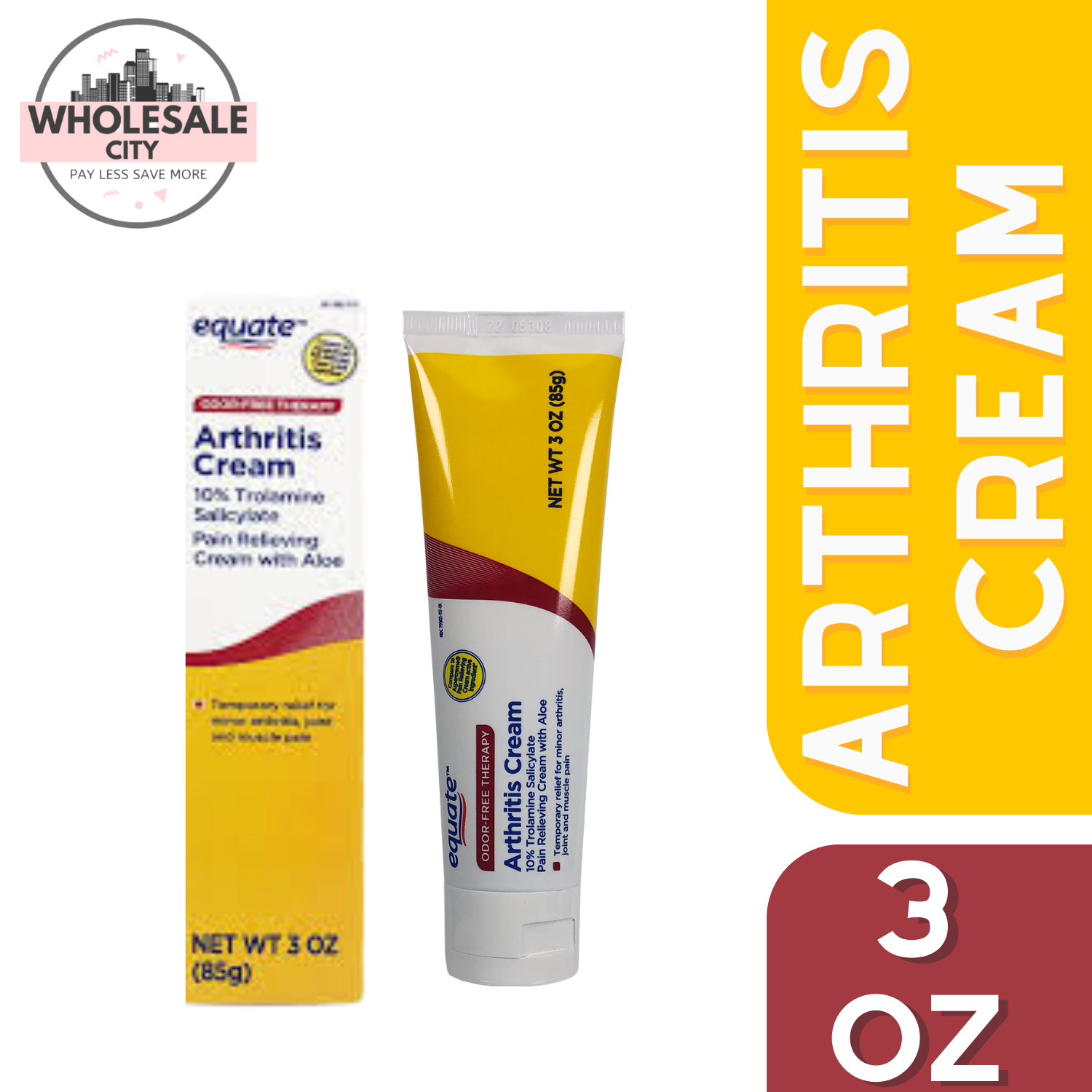Equate Arthritis Cream, 10 Trolamine Salicylate with Aloe, 3 oz