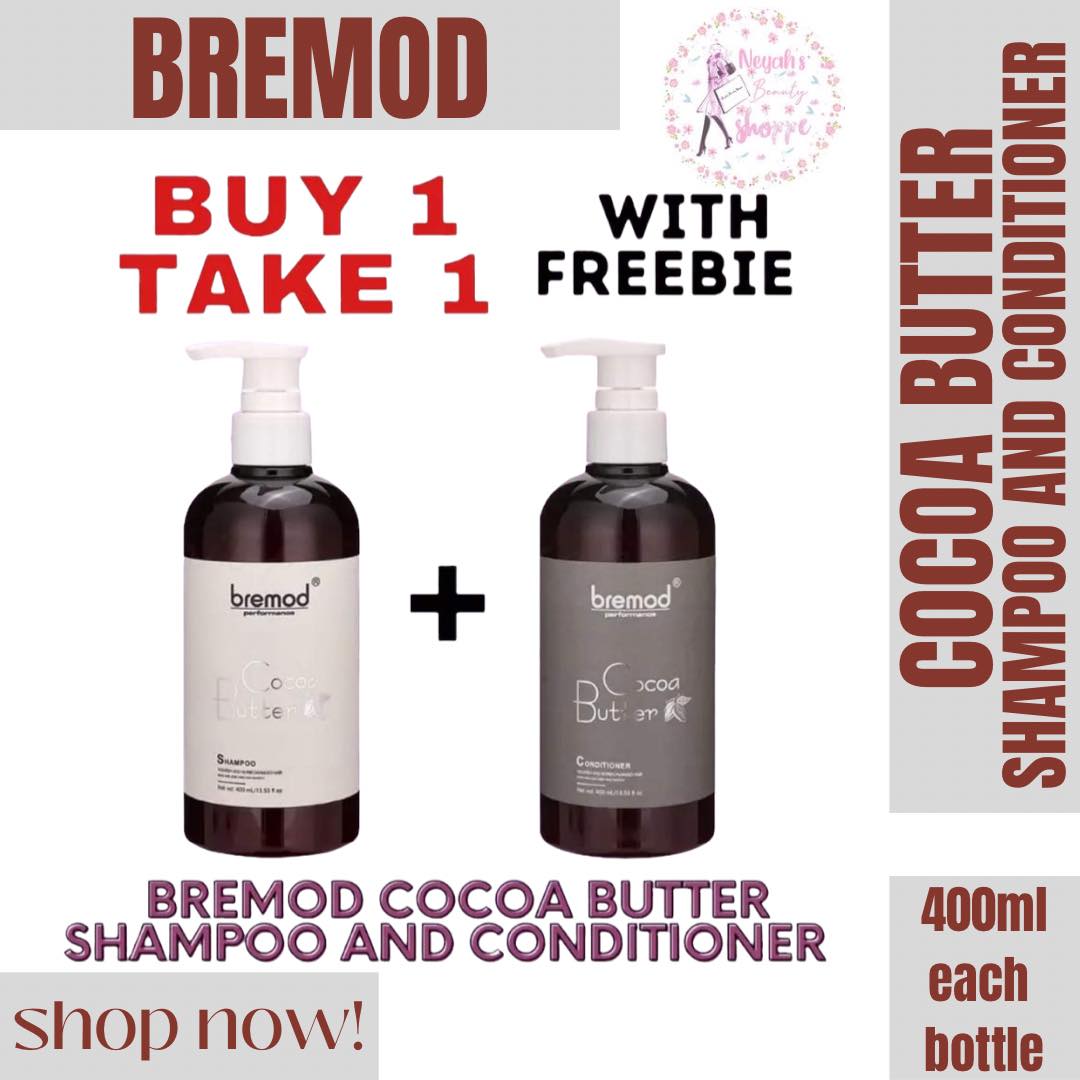 Buy 1 Take 1 Bremod Premium Cocoa Butter Shampoo 400ml and Conditioner