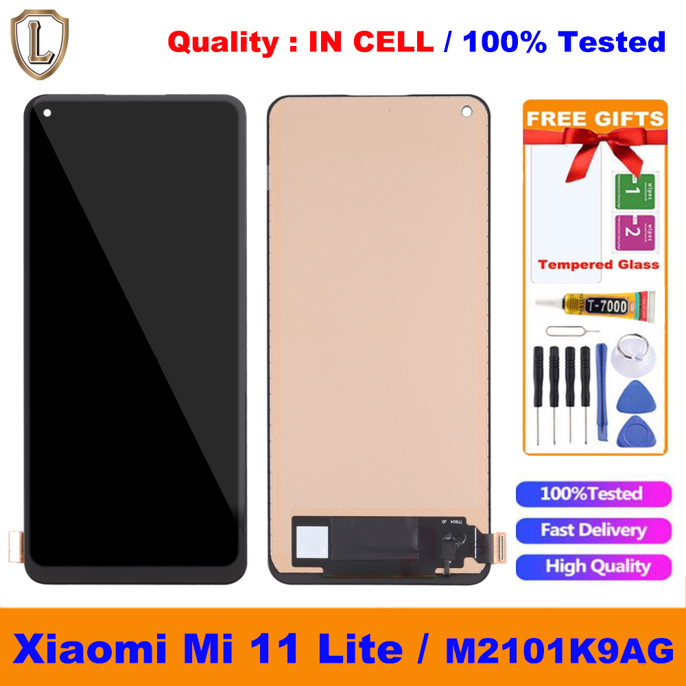 100 Original Amoled Lcd For Xiaomi Mi 11 Lite M2101k9ag M2101k9ai Lcd Display Touch Screen 9982