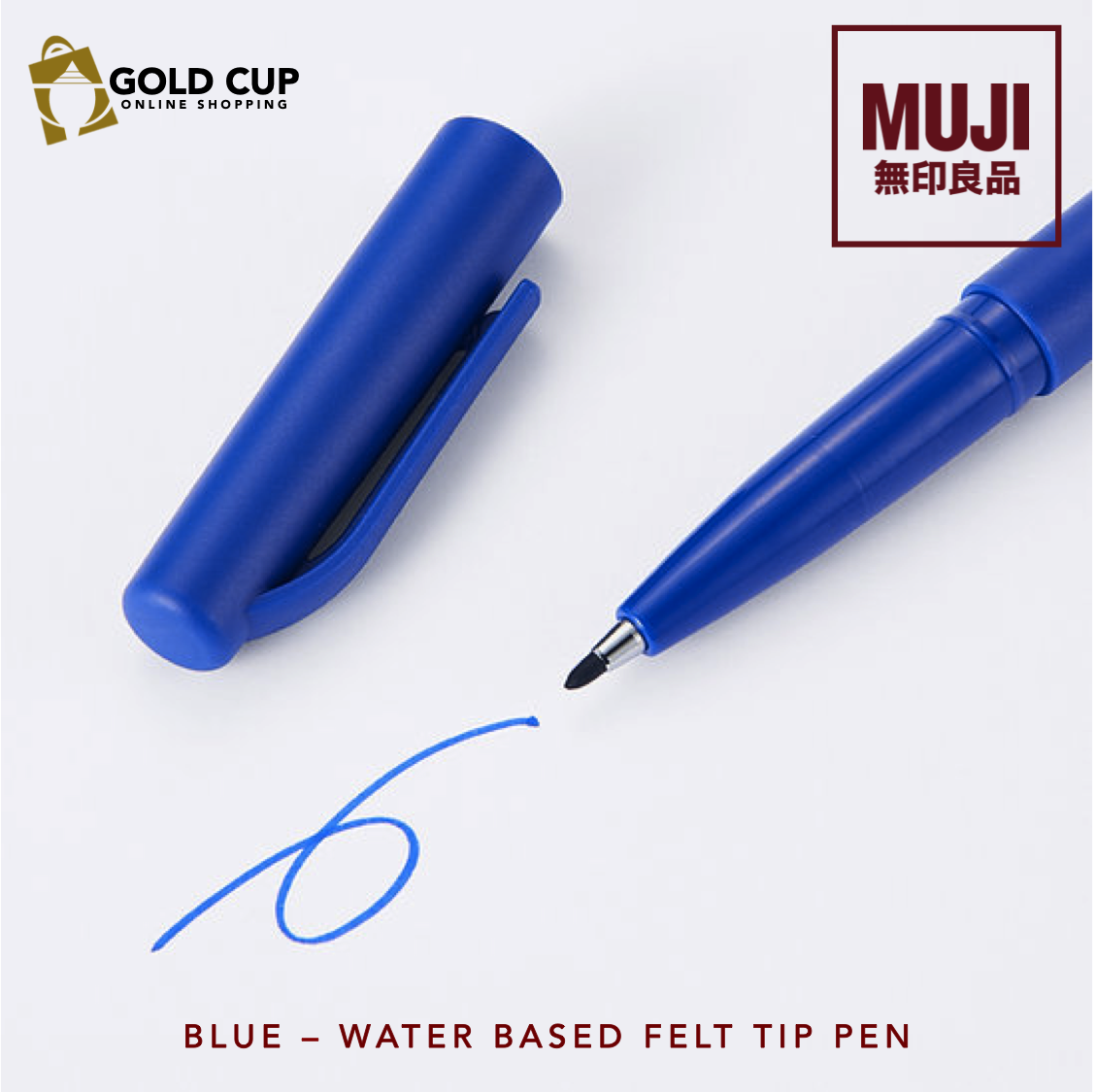 MUJI Water Based Felt Tip Pen Blue Fabric Pens New