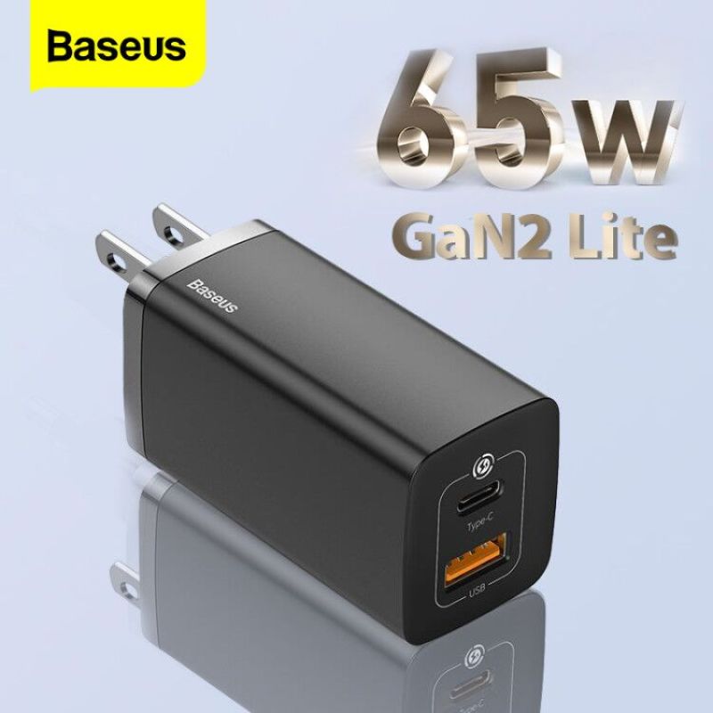 Baseus US /CN Plug 65W GaN2 Lite Quick Charger Type-C + USB Plug Phiên bản nâng cấp Hỗ trợ nhiều lần sạc nhanh cho iPhone12 Xiaomi Macbook Pro Samsung Wall Charger