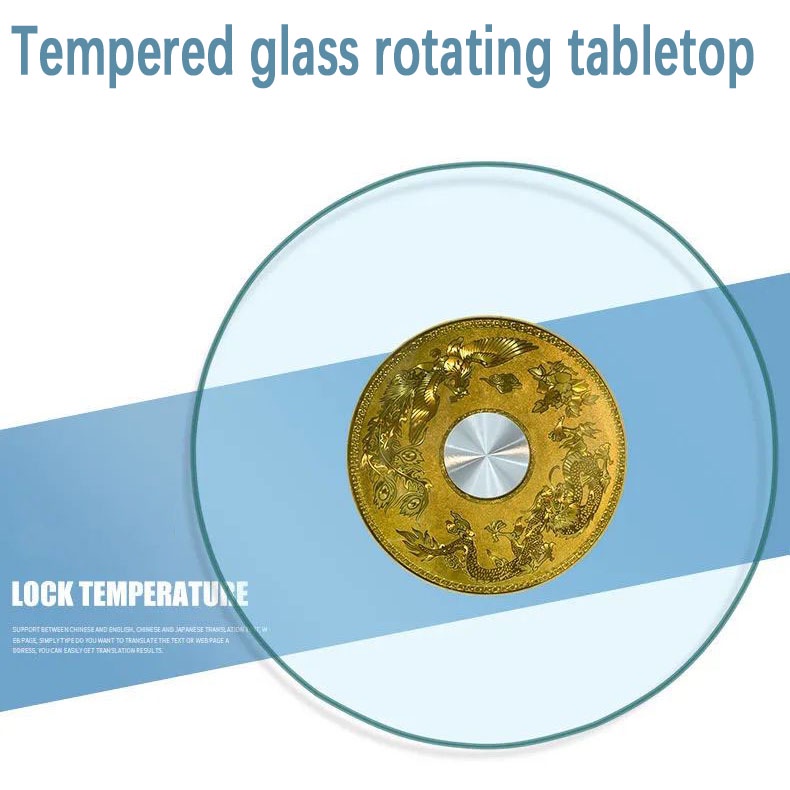 ♒Tempered glass table top family dining table turntable can be swiveled