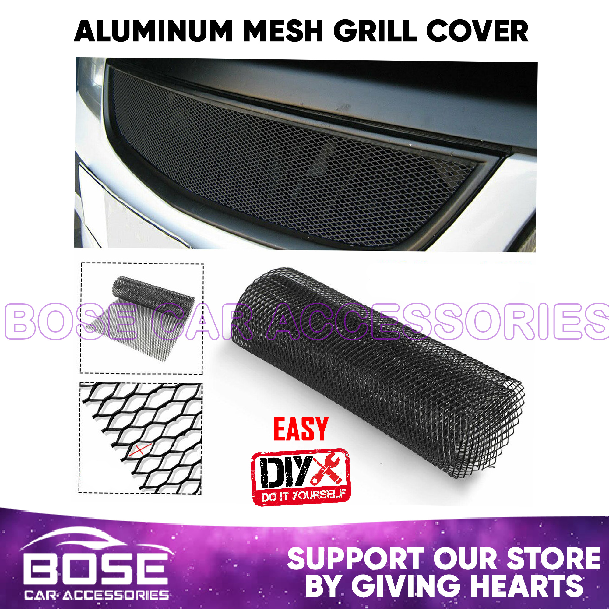 Aluminum Iron Mesh Grill Cover Net Car Bumper Fender Hood Vent