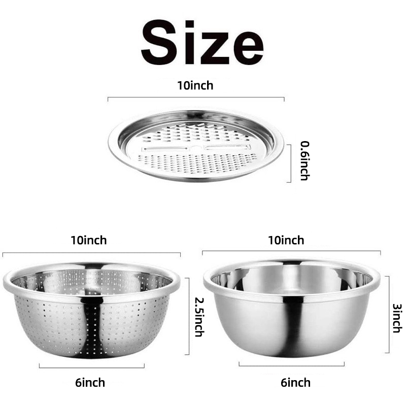 3 in 1 Stainless Steel Basin Grater Multi-purpose Household Grater ...