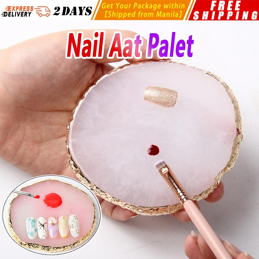 1PC Round Resin Agate Stone Nail Color Palette Gel Polish Palette Mixing  Drawing Paint Plate Pad Manicure Nail Art Display Shelf