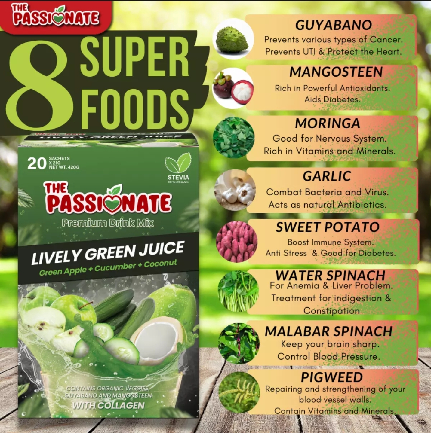 **50 OFF!!** The Passionate Lively Green Juice 20Sachets Antiviral Anti Ageing Anti