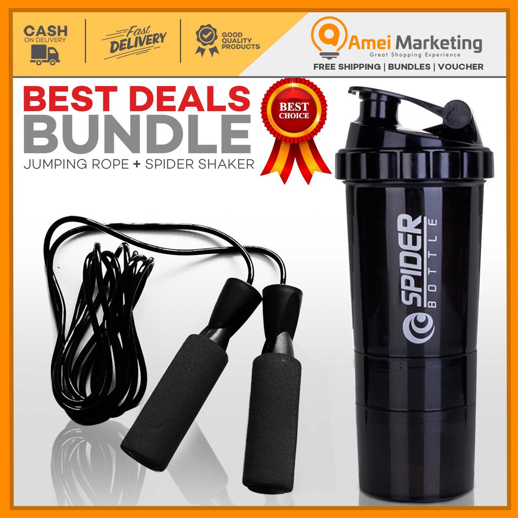 Hot 500ml Smart Protein Shaker Protein Shake Bottle Mixing Flask Tumbler With Skipping Jump Rope