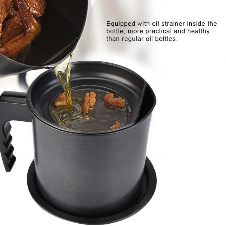 COOKING OIL STORAGE POT / GREASE KEEPER WITH STRAINER FOR RE USING OILS