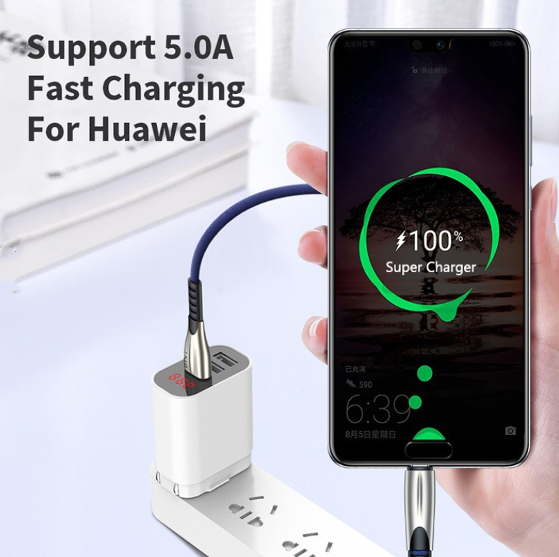 5A Fast charger cable for android Micro Type C lightning cable Led Light Quick charging Type C cord Samsung Huawei USB data transfer cable 1.2m