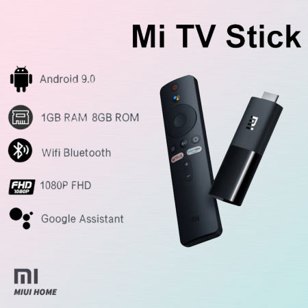 Xiaomi Mi Smart TV Box Stick Android TV 9.0 Smart 2K Hdr 1GB Ram 8GB Rom Bluetooth 4.2 TV Remote Control 5G Wifi Google Assistant Android TV Box S【Free Battery