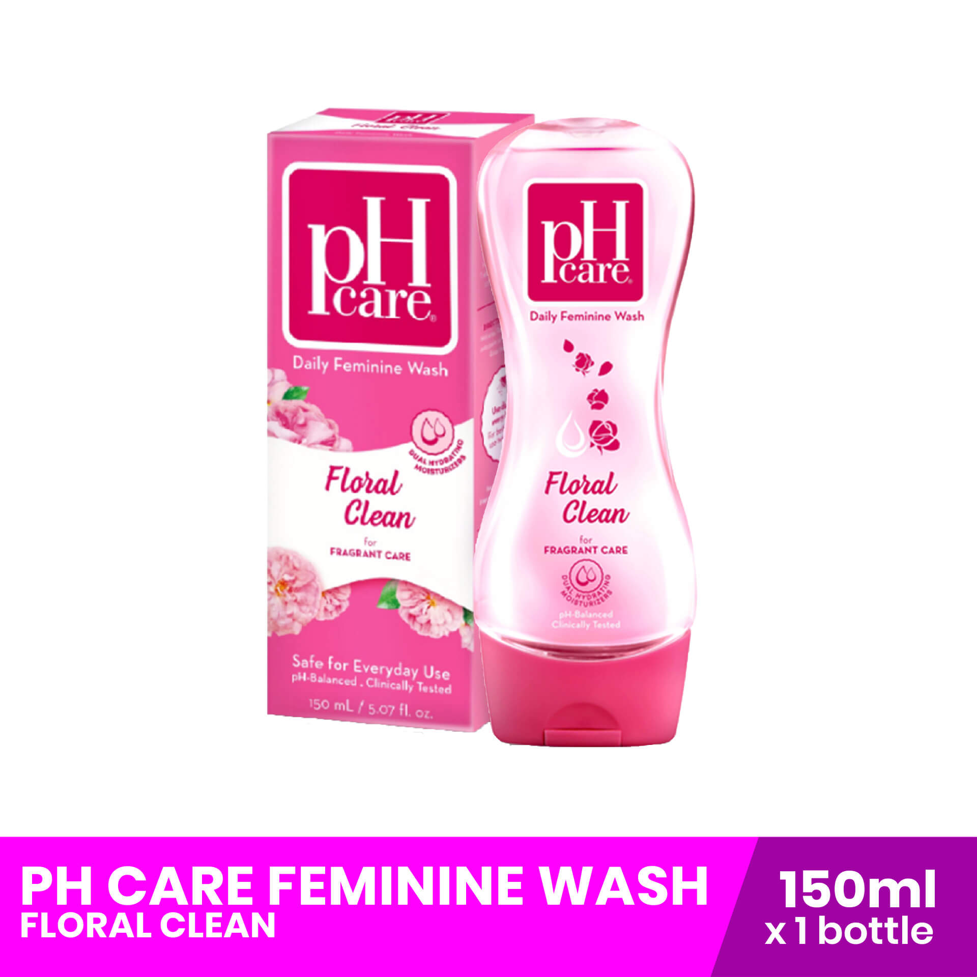 pH CARE Feminine Wash Floral Clean 150ml, women's hygiene, personal care, daily feminine wash