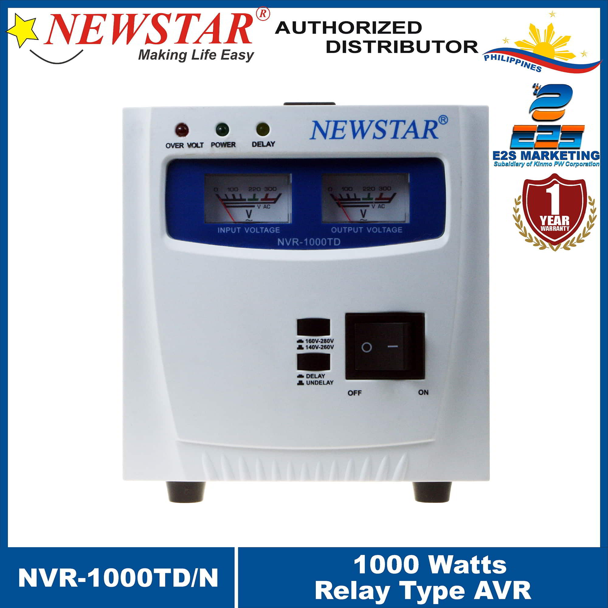 Newstar AVR 1000 Watts Automatic Voltage Regulator NVR1000TD/N Lazada PH