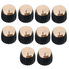 10Pcs Guitar AMP Amplifier Knobs Push-on Black+Gold Cap for Marshall Amplifier
