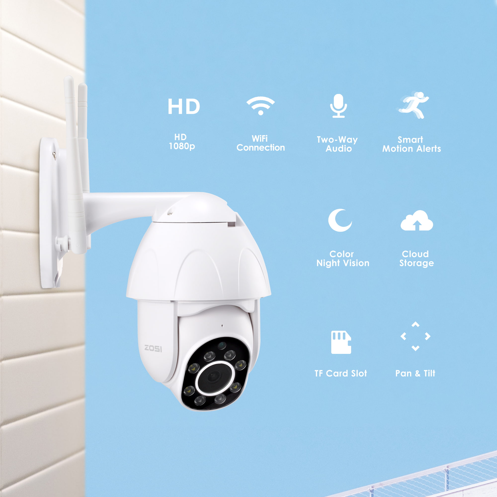 Surveillance Systems Electronics ZOSI 1080p Wireless Cameras for Home