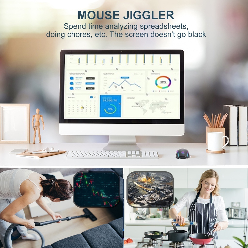 JOMAA Jiggle Type C Wireless Mouse for MacBook Laptop Computer Mouse USB 2.4GHz Ergonomic Mice Adjustable 2400DPI Gaming Mouse Backlit