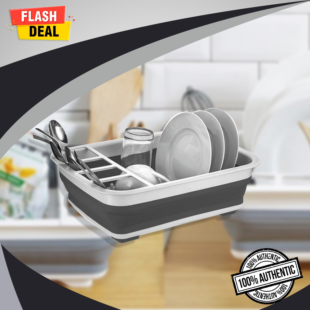 PICK N PACK Collapsible Drying Rack with Drain Board Set Foldable
