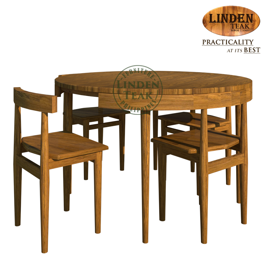 Handcrafted Solid Teak Wood Space, Solid Teak Round Dining Table