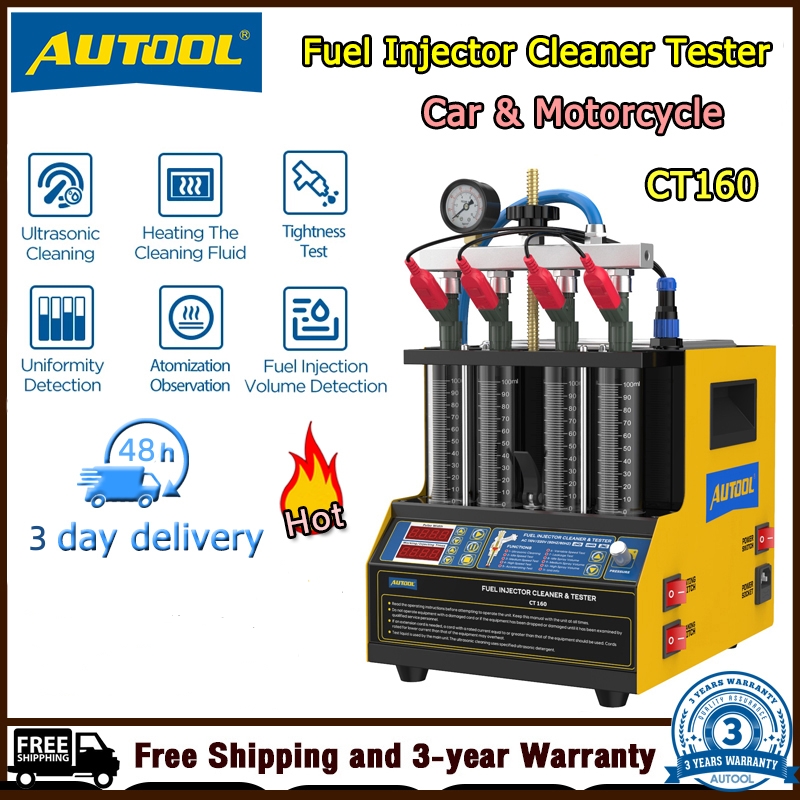 AUTOOL CT160 Fuel Injector Cleaner Machine for Car/Motorcycle 220V 4