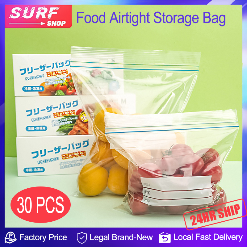 SURF 30/15Pcs Plastic Food Storage Bag Thicker Reusable Freezer Sandwich  Sealing Bag Kitchen Reusable Freezer Bags | LEAKPROOF, AIRTIGHT | 100% Food  Grade Silicone Food Storage Bags| Reusable Sandwich Bags | travel