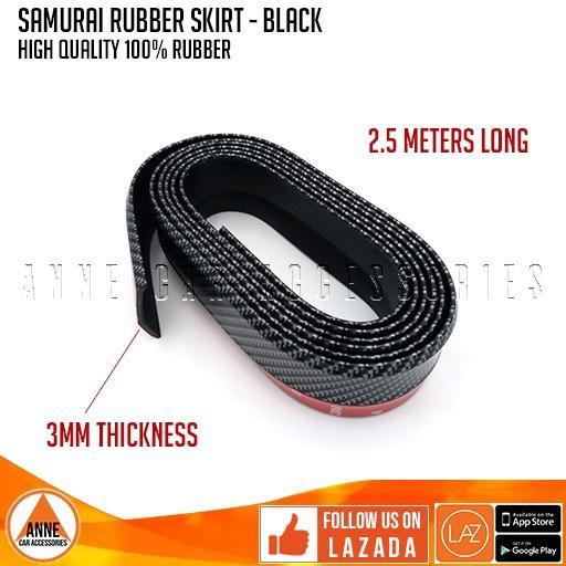 3M Samurai CARBON FIBER BLACK Car Front Bumper Lip Protector Rubber