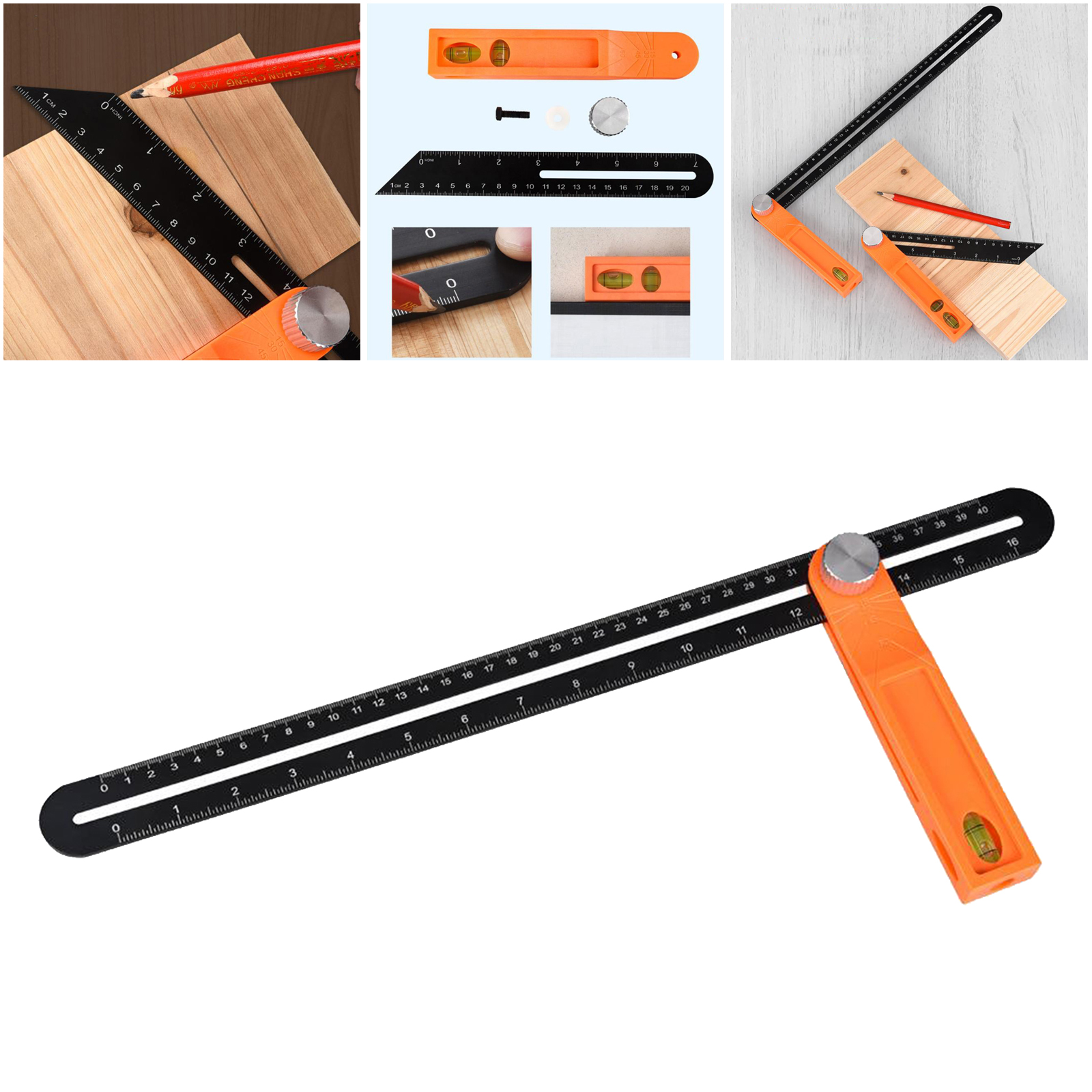Baoblaze Multifunctional Sliding T-Bevel Gauge Level for Carpenter Architect Engineer