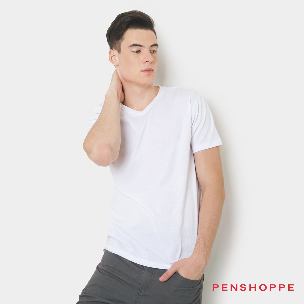 Penshoppe Basic Semi Fit V-Neck T-Shirt 