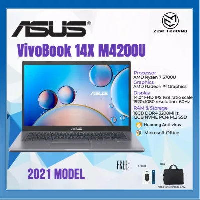 Asus VivoBook 14X M4200U 2021 Model AMD Ryzen 7 5700U 14.0" 16GB RAM 512GB SSD