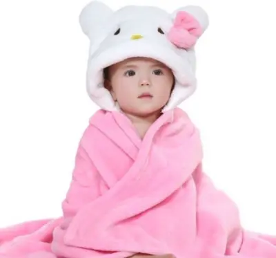 Kids Cotton Soft Hoodie Blanket Towel Hooded Bath Sleeping Wrap Bathrobe