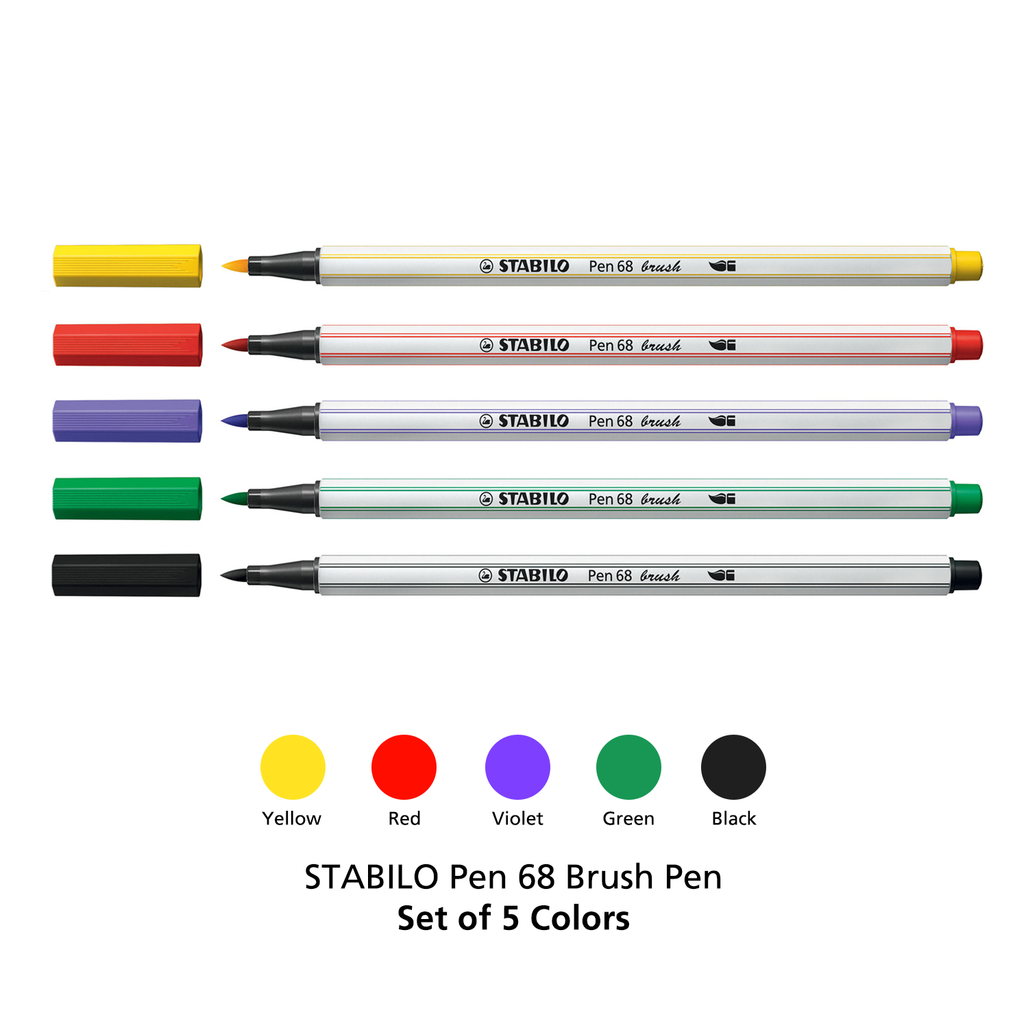 STABILO Pen 68 Brush Fiber Tip Pen Marker Set for Calligraphy Art Coloring  Lettering Stationery