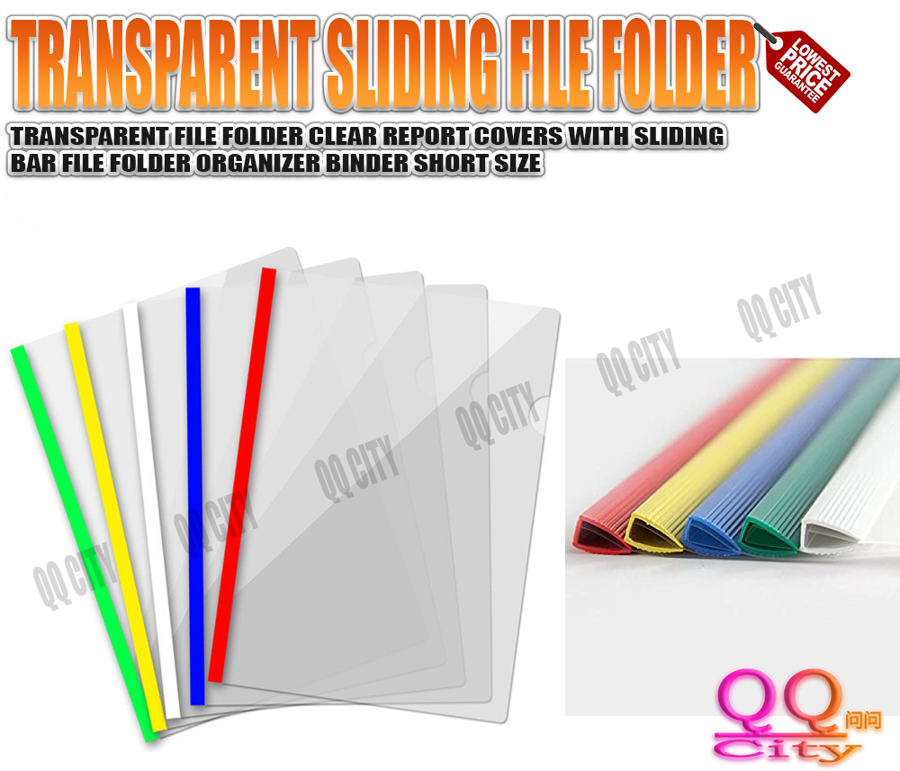 Transparent File Folder Clear Report Covers with Sliding Bar File