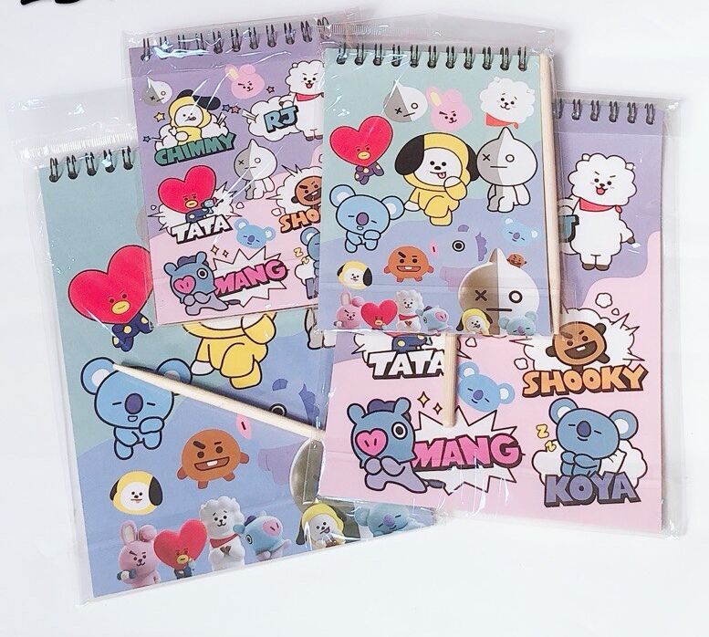 HARBAN MART BTSScratch Book Scratch Notebook BT21 Scratch Books for kids  with Wooden Stylus Birthday Return Gift for All Age Group - Set of 2