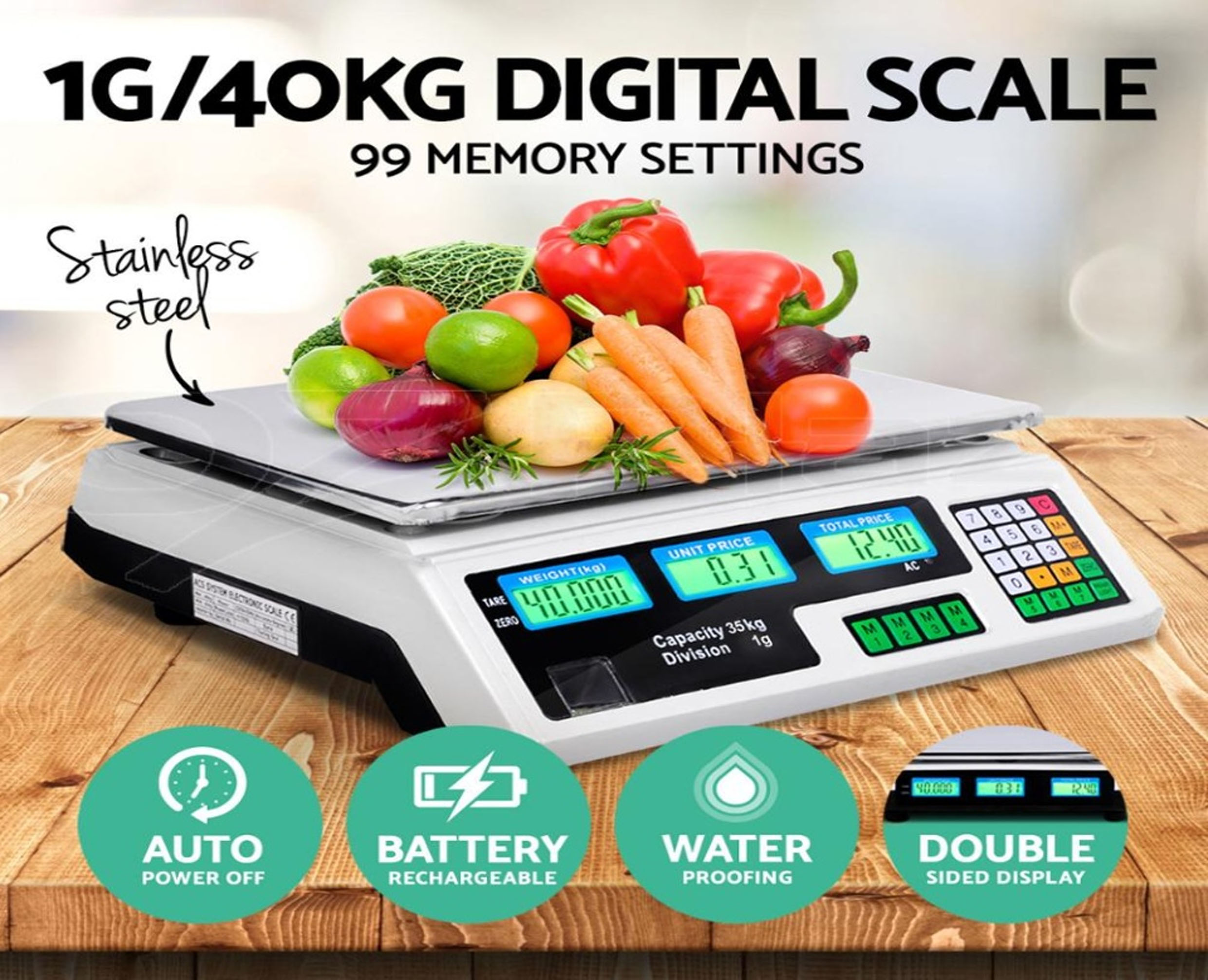 Digital Weight Price Scale 2G/40KG Computing Food Meat Scale Lazada PH