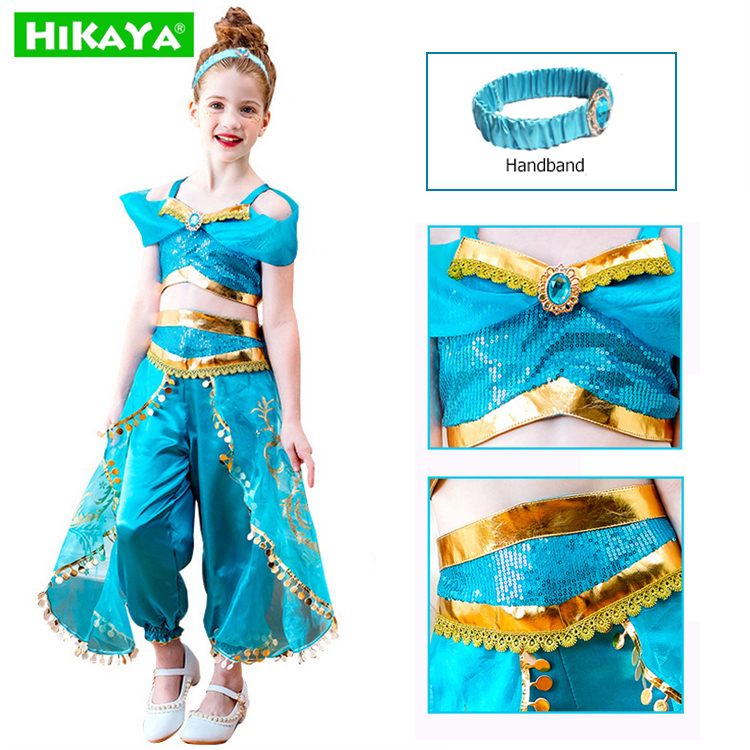 ♦∋ HIKAYA Jasmine costume kids princess jasmine Dress for girls Indian