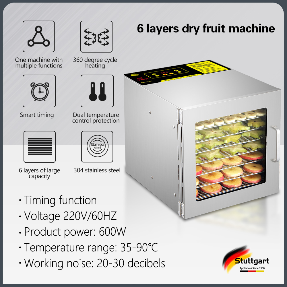 Food Dehydrator, 6 Layers Stainless Steel Commercial Dryer Machine, 600W,  Digital Temperature Control, Over Heat Protection, Food Dryer Machine For  Jerky, Vegetables Fruit, Meat, 