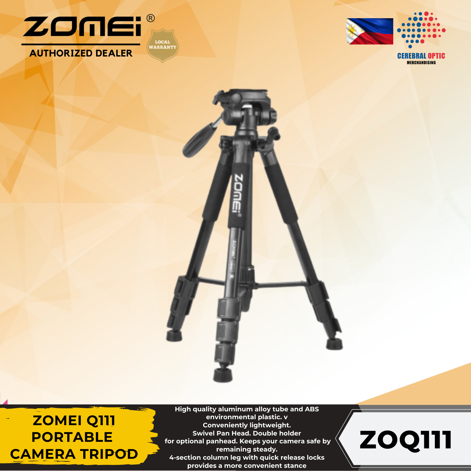 ZOMEI Q111 PORTABLE CAMERA TRIPOD Cerebral Optic Merchandising