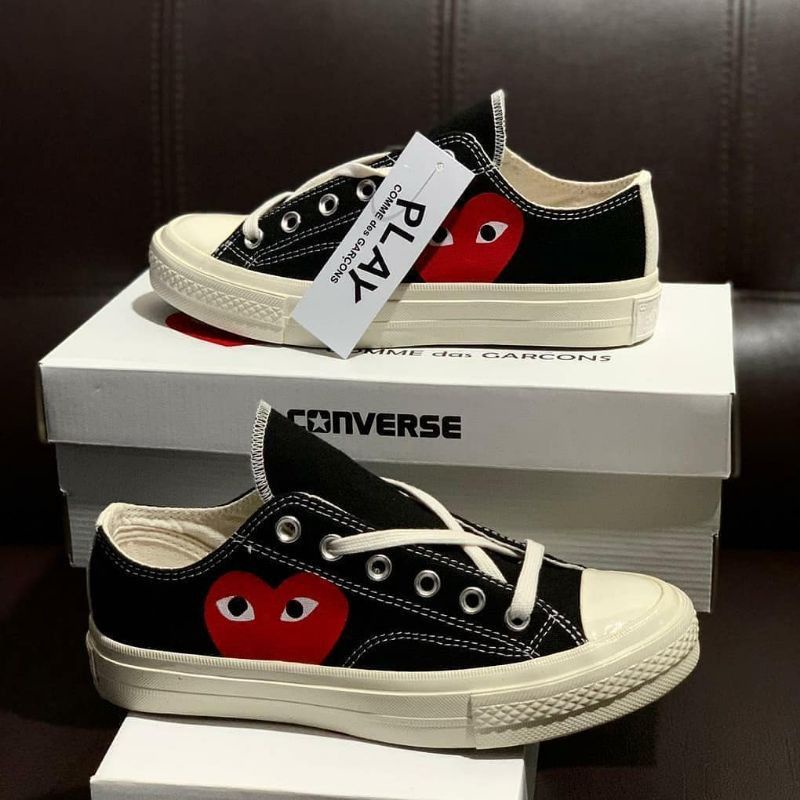 Converse All Star CDG PLAY Cream And Black Sneakers | Lazada PH