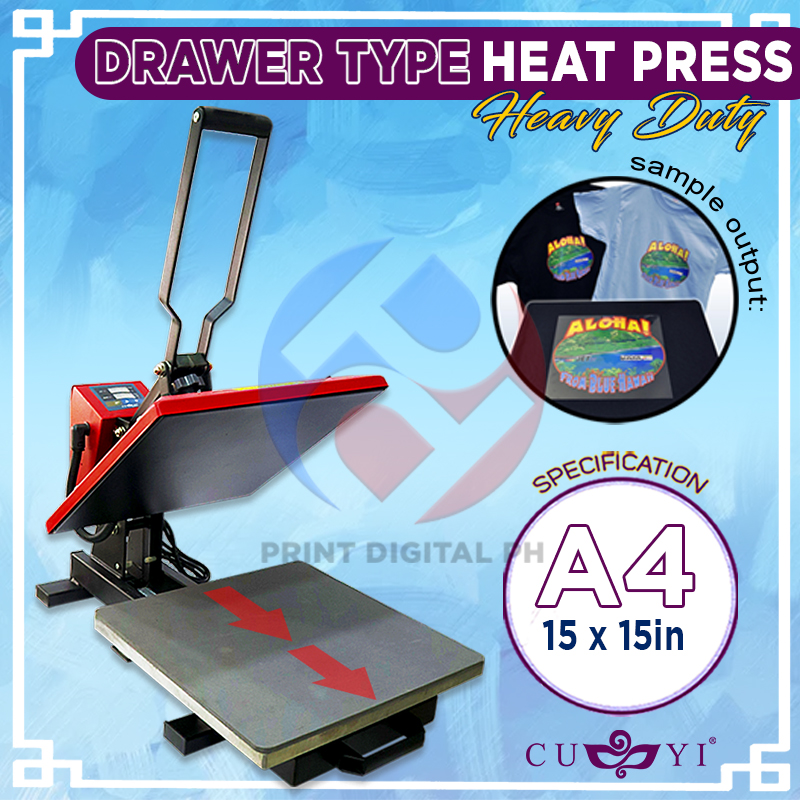 Print Digital - A4 Size Drawer Type Heat Press Machine CUYI Brand (15 by 15  inches flatbed)