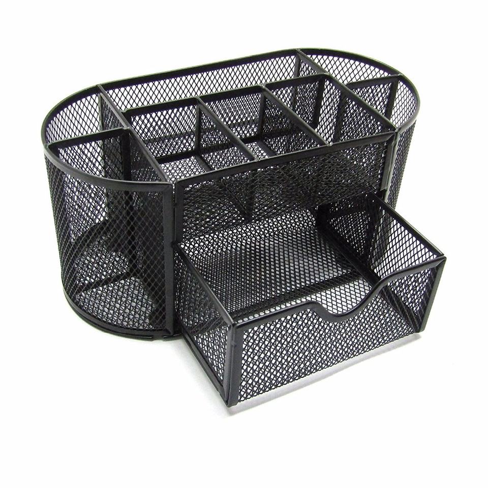 Table Storage Mesh Office Supplies Metal Mesh Table Desktop Desk Storage Organizer with ...