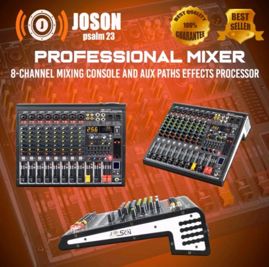 JOSON SPIDER 8CH MIXER PROFESSIONAL 8 CHANNEL MIXING CONSOLE and AUX
