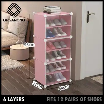 Organono Screwless Stackable Shoe Box Transparent Door Anti Dust Cover Big Size Rubber Shoes Organizer Rack Cabinet For Men And Women 30x40cm 3 Doors 6 Layers Lazada Ph